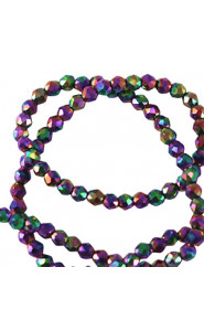 Faceted glass beads 2mm round Multicolour purple ab coating